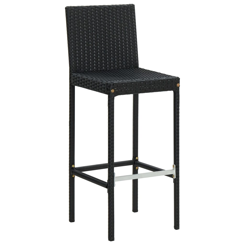 Thumbnail - vidaXL Garten-Barhocker mit Kissen 2 Stk. Schwarz Poly Rattan