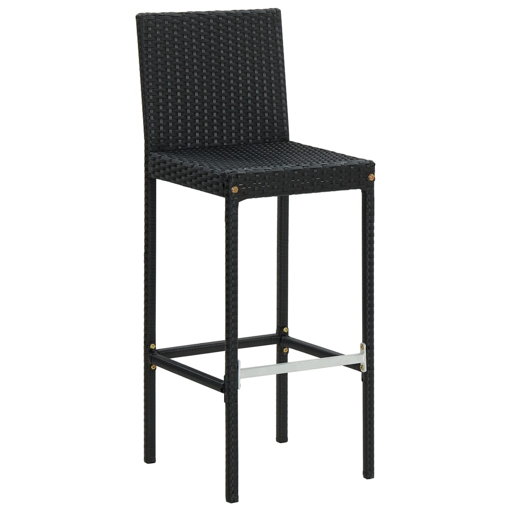 Thumbnail - vidaXL Garten-Barhocker mit Kissen 4 Stk. Schwarz Poly Rattan