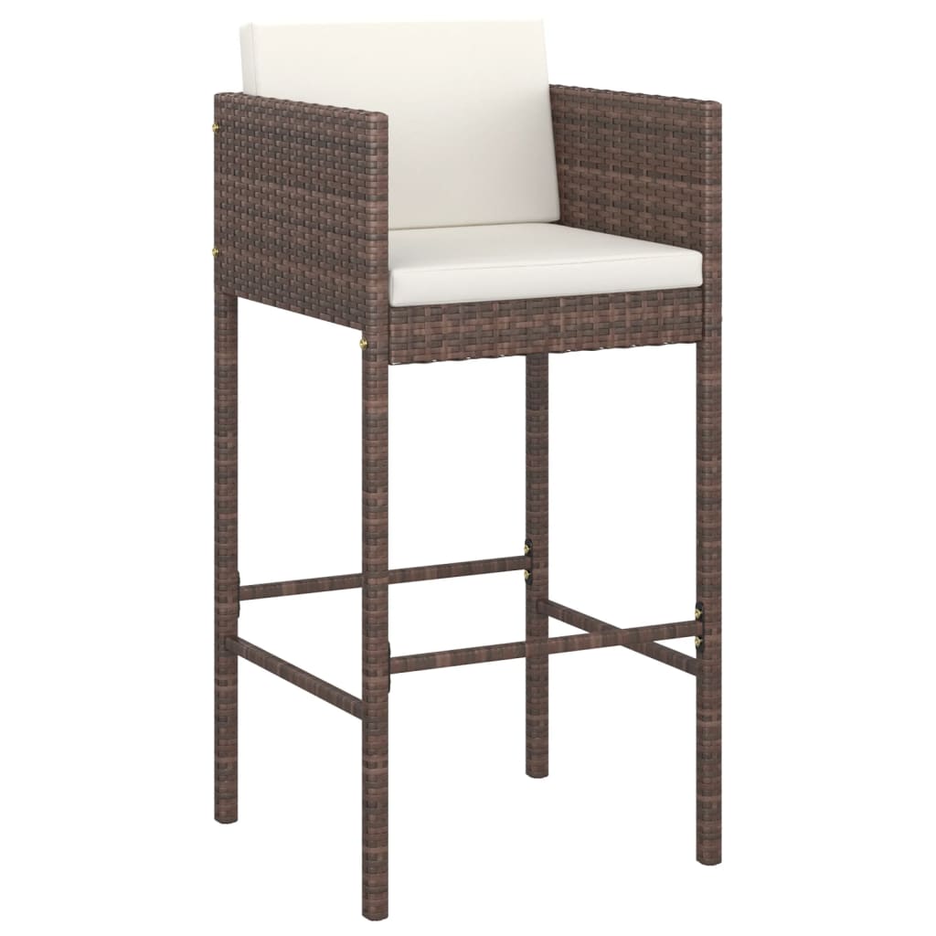 Thumbnail - vidaXL Barhocker 4 Stk. mit Kissen Braun Poly Rattan