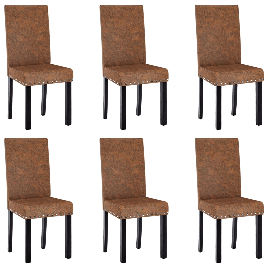 Cadeiras de jantar 6 pcs tecido castanho