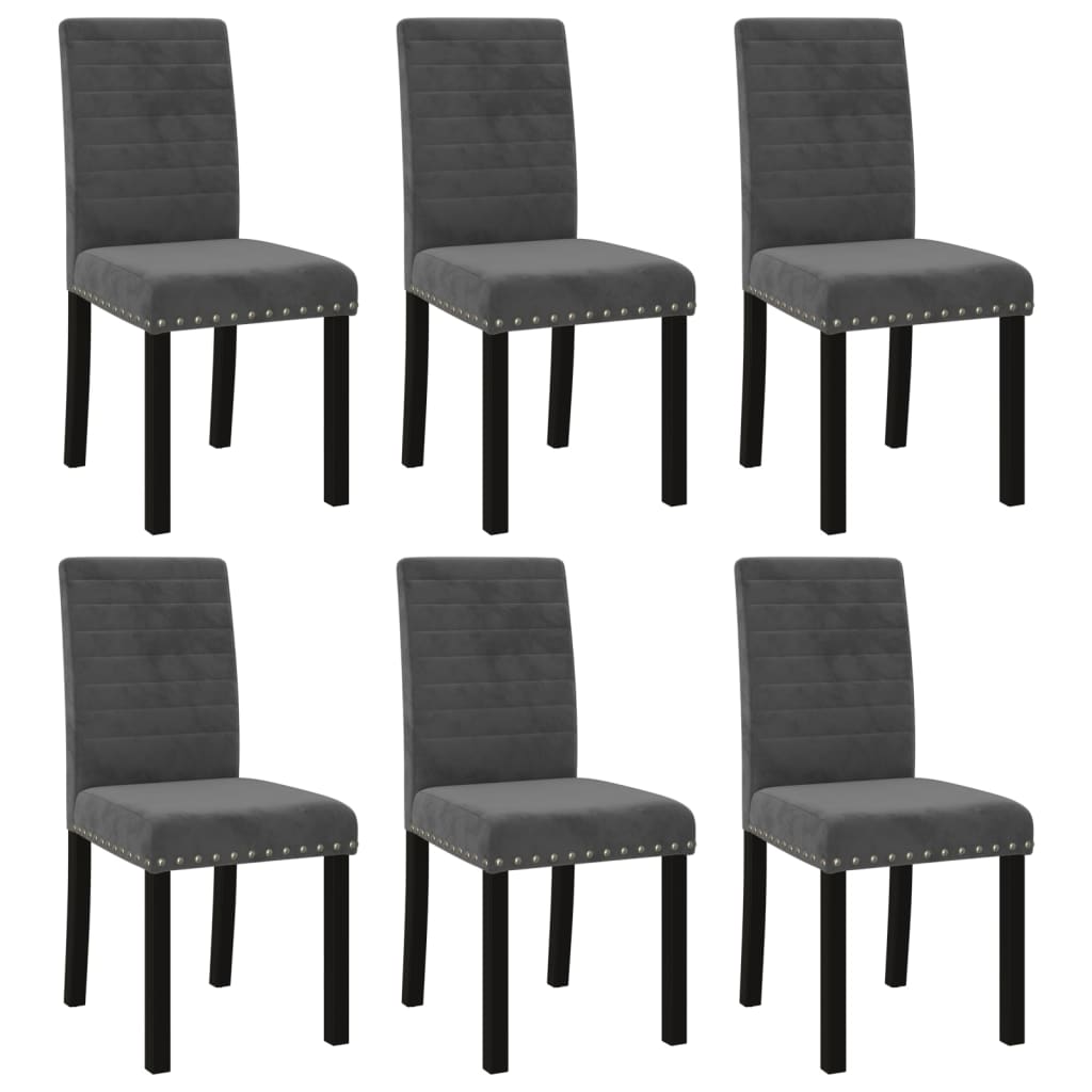 Jídelní židle 6 ks tmavě šedé samet