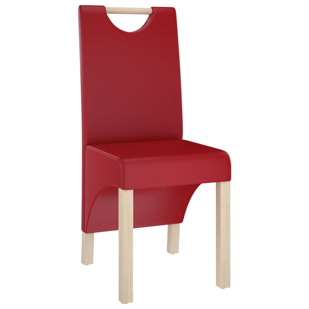 vidaXL Cadeiras de jantar 4pcs couro artificial vermelho tinto