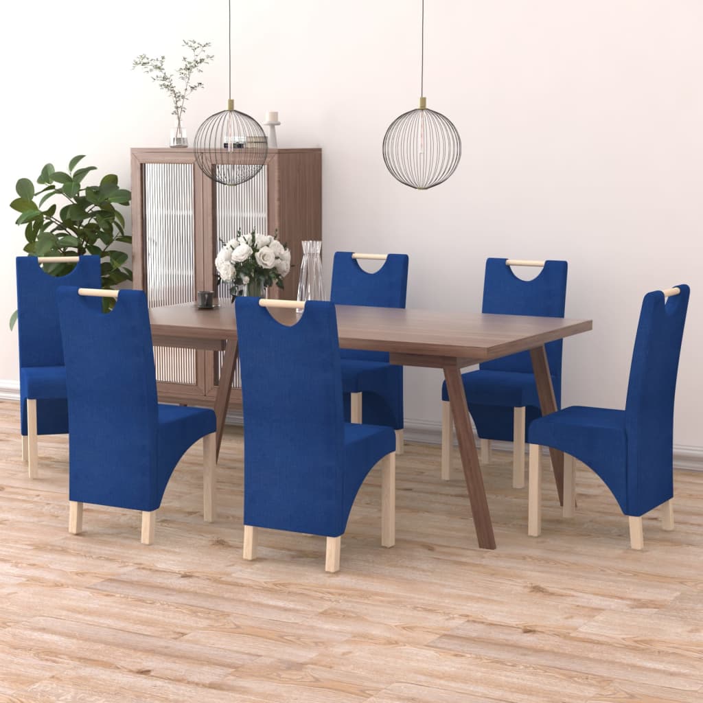 vidaXL Scaune de masă, 6 buc., albastru, material textil vidaXL