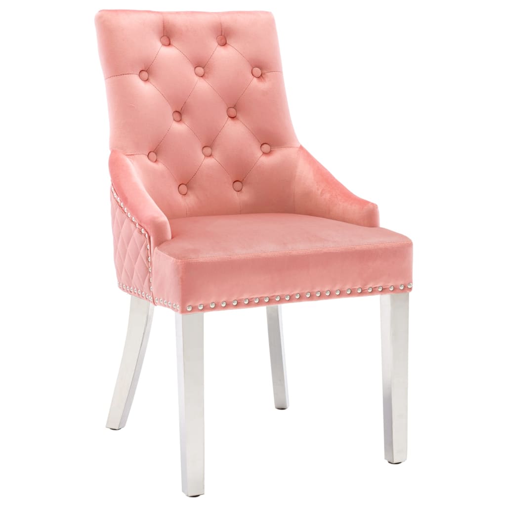 vidaXL Chaises à manger lot de 4 rose velours