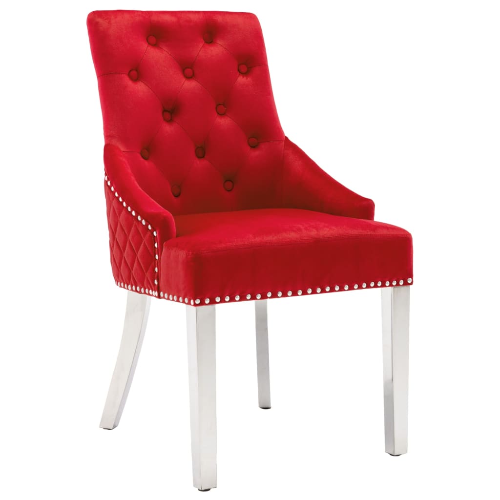 

vidaXL Eetkamerstoelen 4 st fluweel wijnrood
