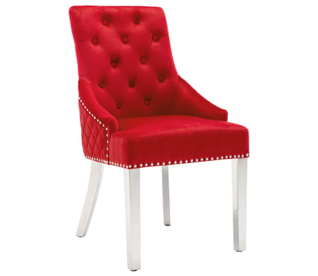 vidaXL Sillas de comedor 4 unidades terciopelo rojo tinto