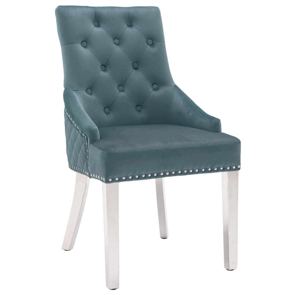 

vidaXL Eetkamerstoelen 6 st fluweel blauw