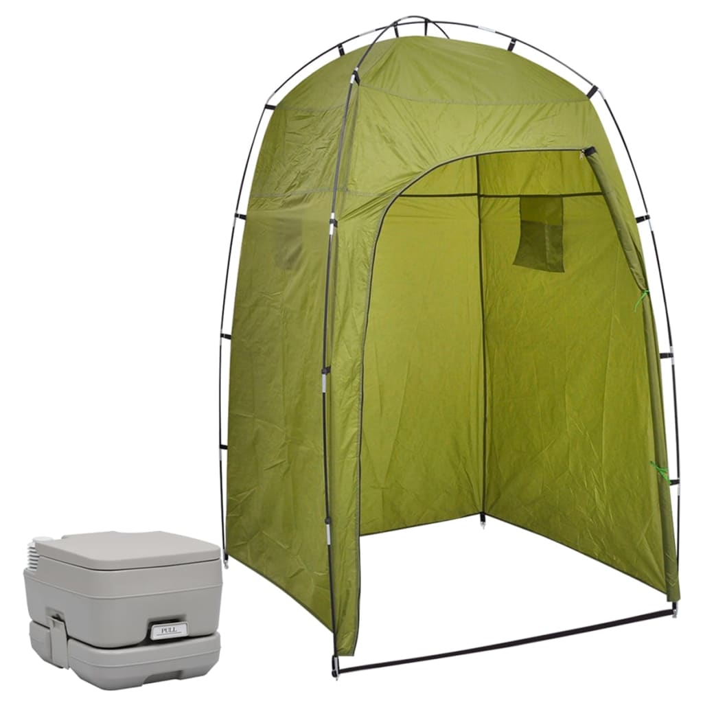 14: vidaXL bærbart campingtoilet med telt 10+10 l
