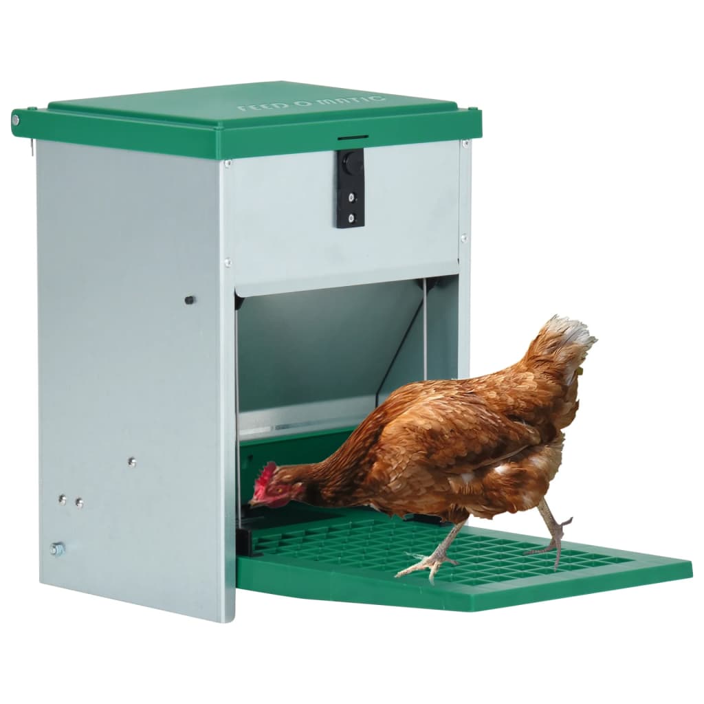 vidaXL automatisk foderautomat til fjerkræ 5 kg med trædeplade