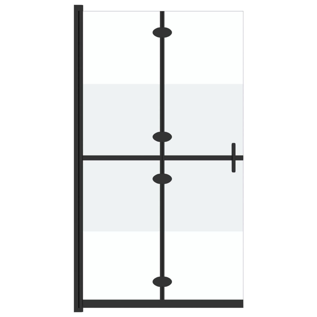 vidaXL Zložljiva pregrada za tuš delno mlečno ESG steklo 70x190 cm