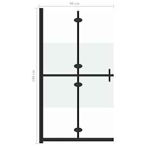 Skládací sprchová zástěna napůl mléčné ESG sklo 90 x 190 cm - obrázek 7
