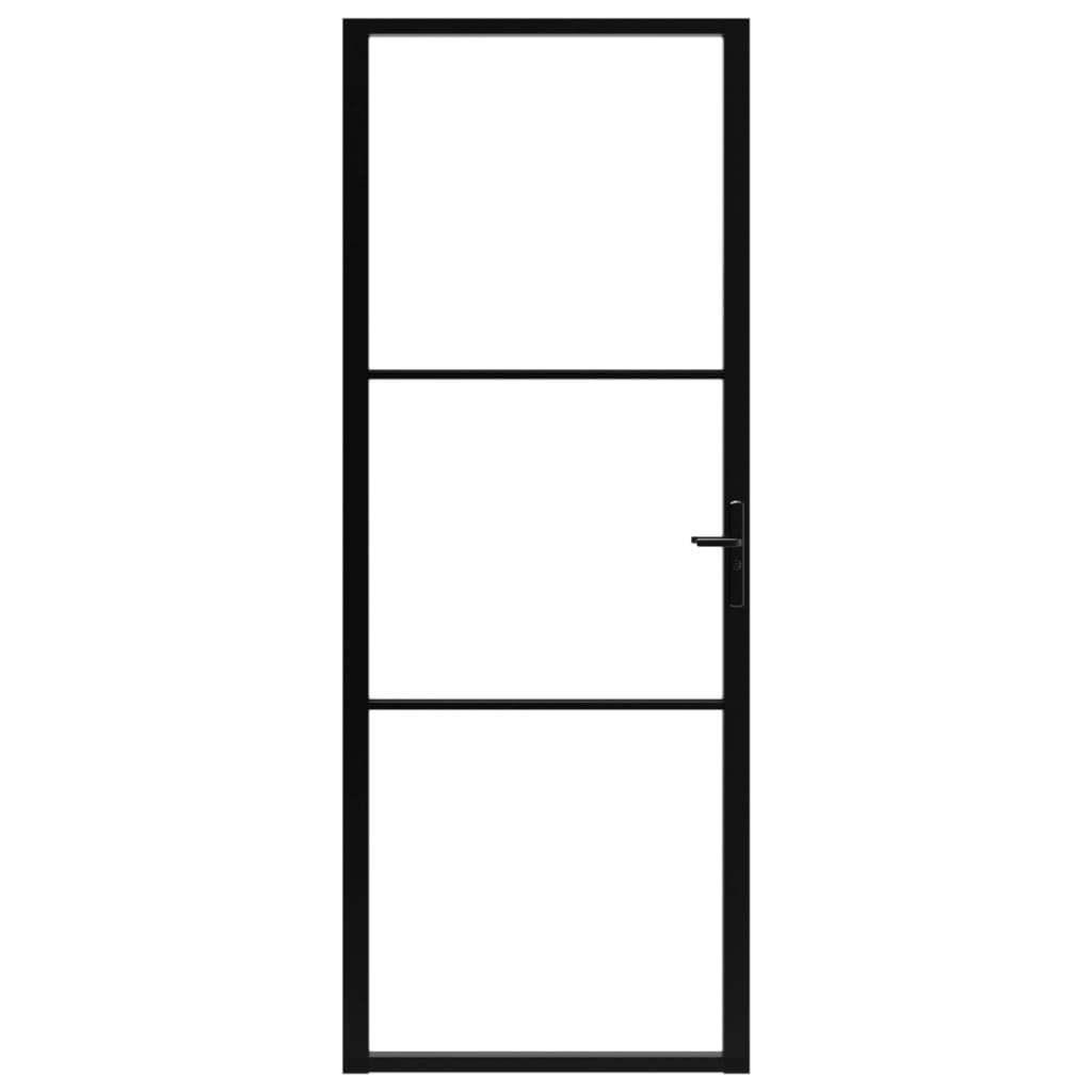 

vidaXL Binnendeur 76x201,5 cm ESG-glas en aluminium zwart