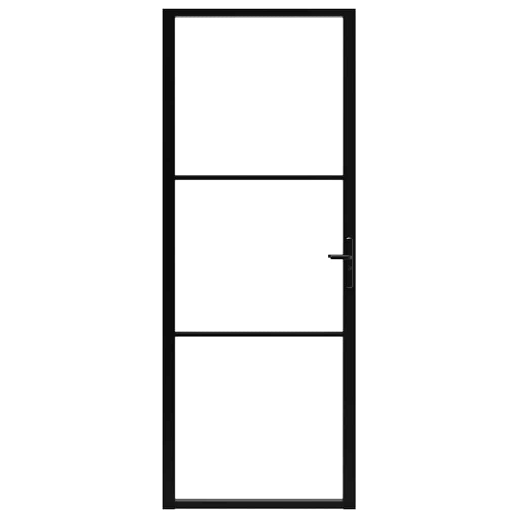 vidaXL Ușă de interior, negru, 76x201,5 cm, sticlă ESG și aluminiu