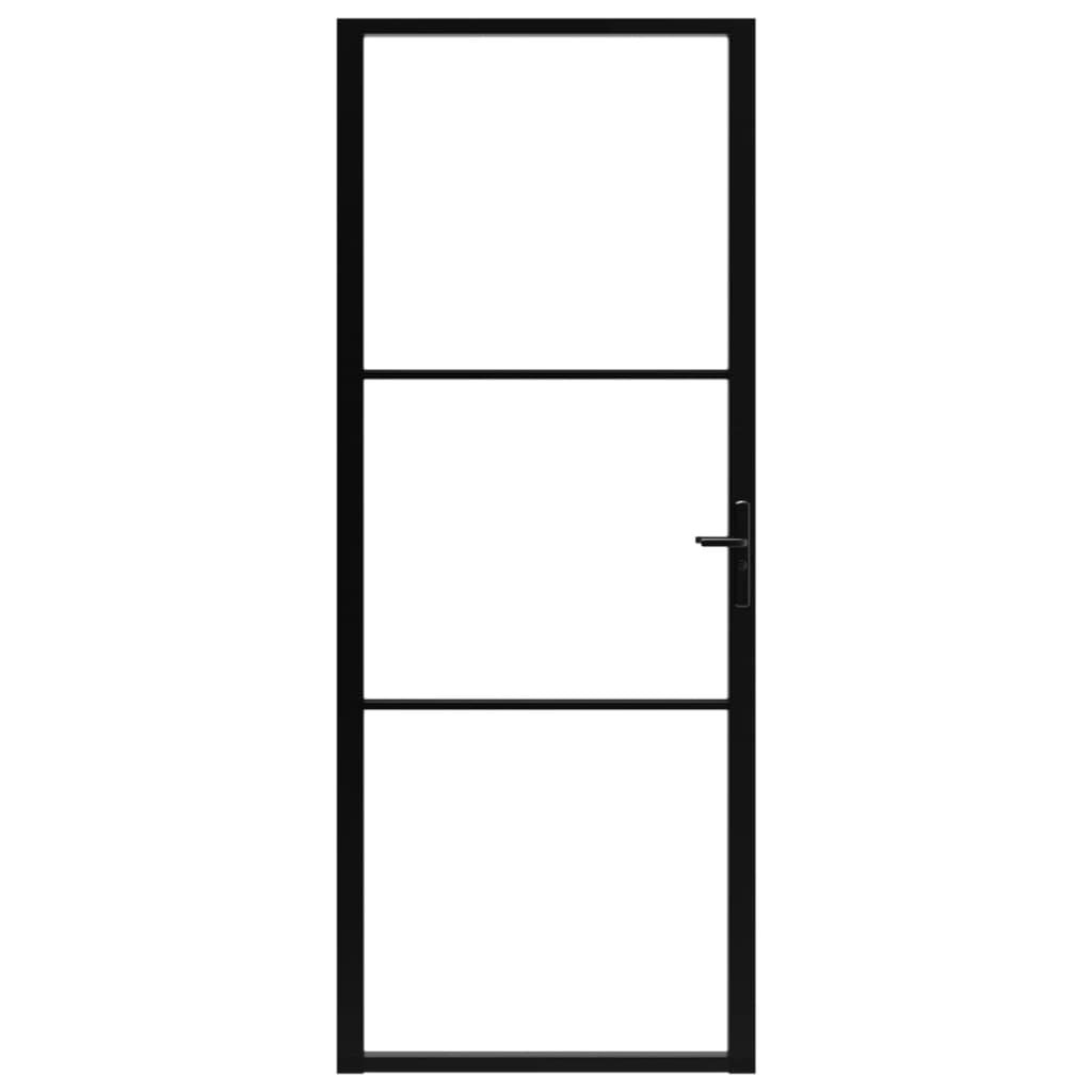 

vidaXL Binnendeur 83x201,5 cm ESG-glas en aluminium zwart