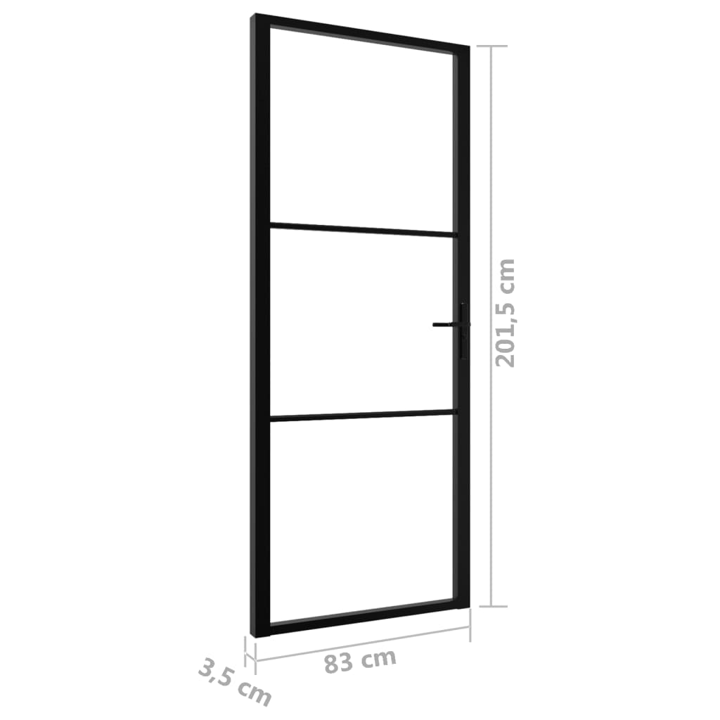 Fekete ESG üveg és alumínium beltéri ajtó 83 x 201,5 cm 