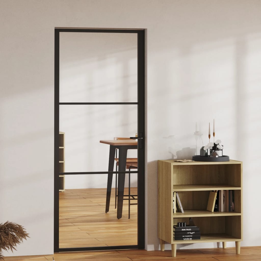 vidaXL Ușă de interior, negru, 83×201,5 cm, sticlă ESG și aluminiu 83x2015