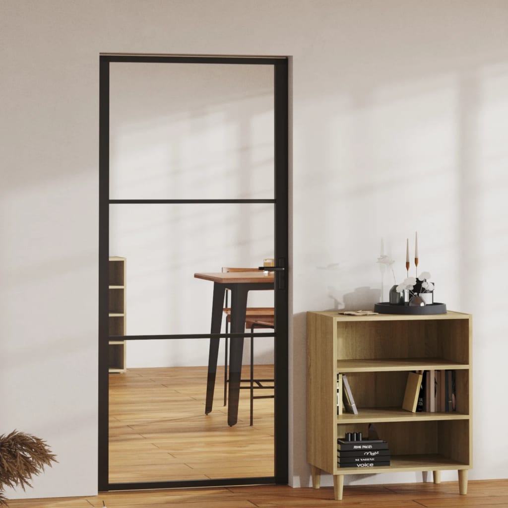 vidaXL Ușă de interior, negru, 93×201,5 cm, sticlă ESG și aluminiu vidaXL