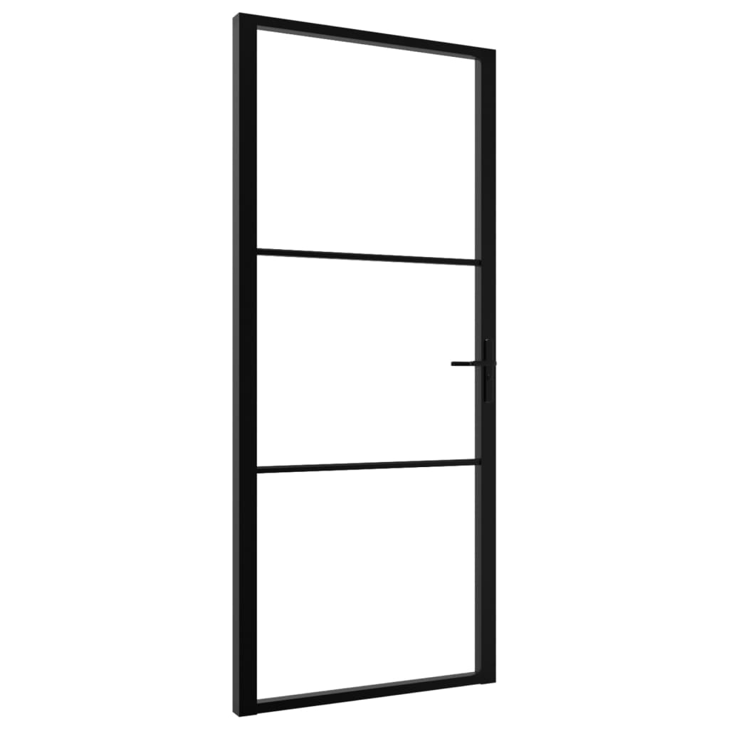 Ușă de interior, negru, 102,5×201,5 cm, sticlă ESG și aluminiu