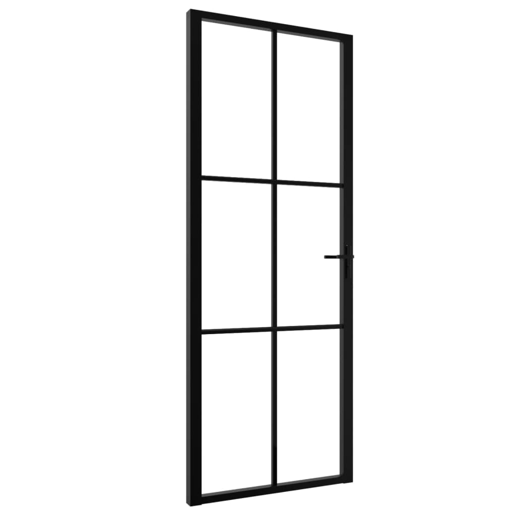 Ușă de interior, negru, 76×201,5 cm, sticlă ESG și aluminiu