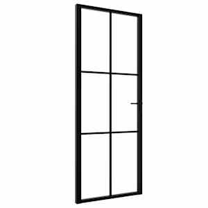 vidaXL siseuks, ESG klaas ja alumiinium, 76 x 201,5 cm, must