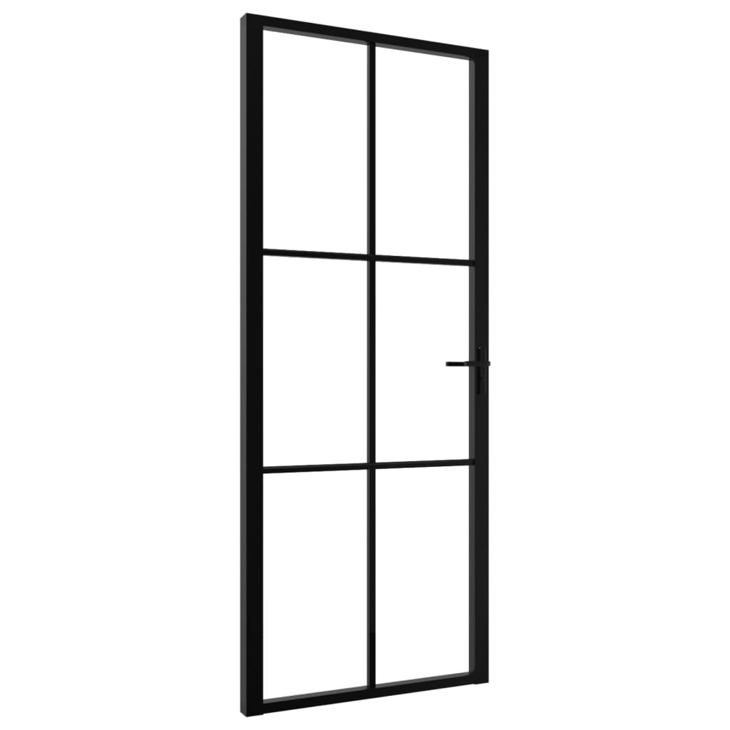 Ușă de interior, negru, 83×201,5 cm, sticlă ESG și aluminiu