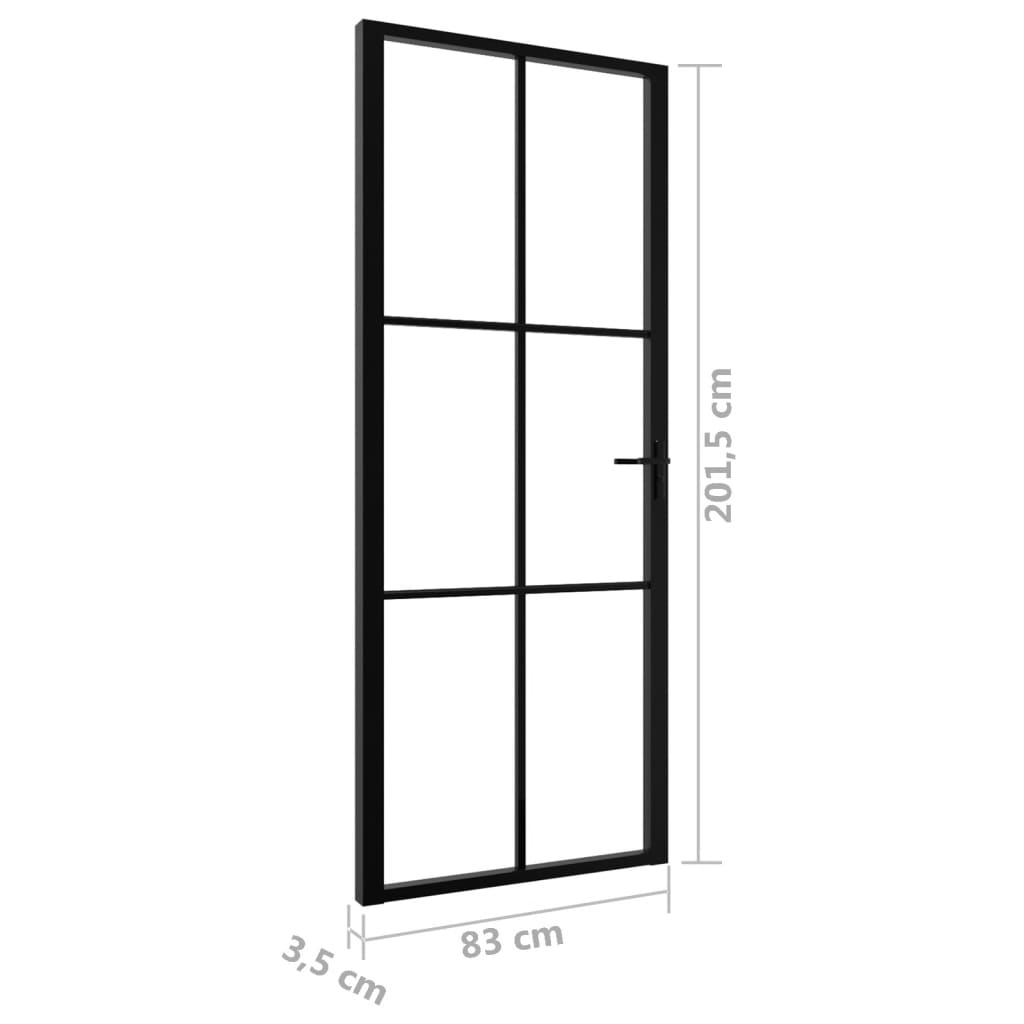 Fekete ESG üveg és alumínium beltéri ajtó 83 x 201,5 cm 