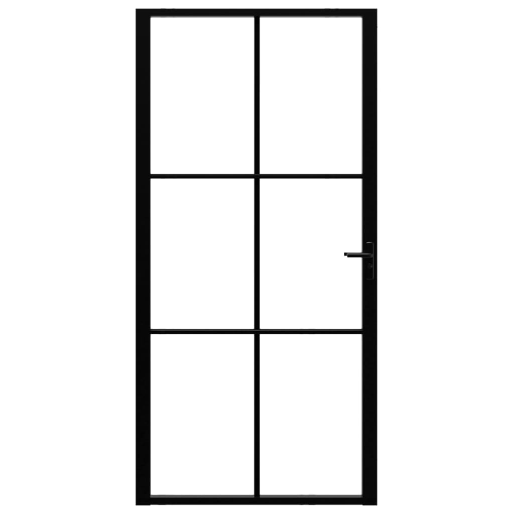 Fekete ESG üveg és alumínium beltéri ajtó 102,5 x 201,5 cm 