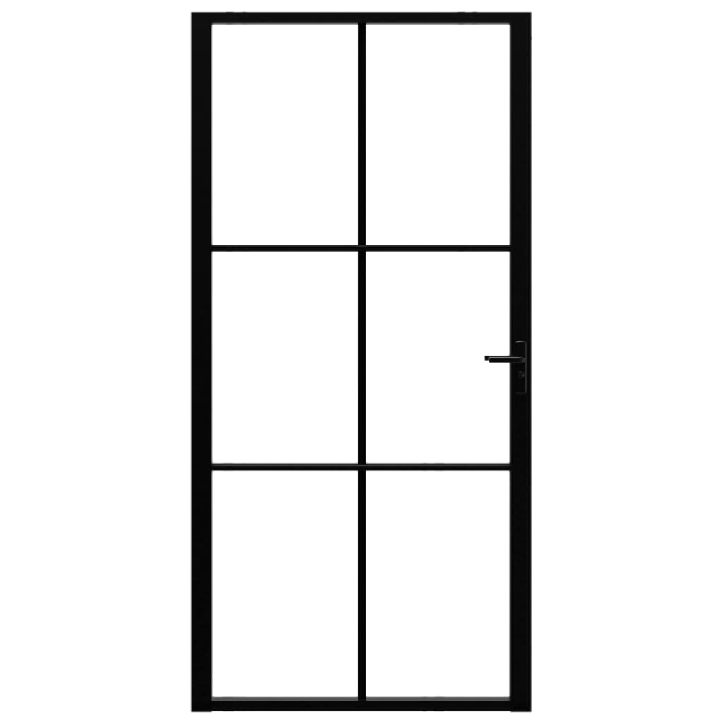 vidaXL Binnendeur 102,5x201,5 cm ESG-glas en aluminium zwart afbeelding