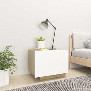 vidaXL Naktinė spintelė, baltos ir ąžuolo spalvos, 100x35x40cm, MDP