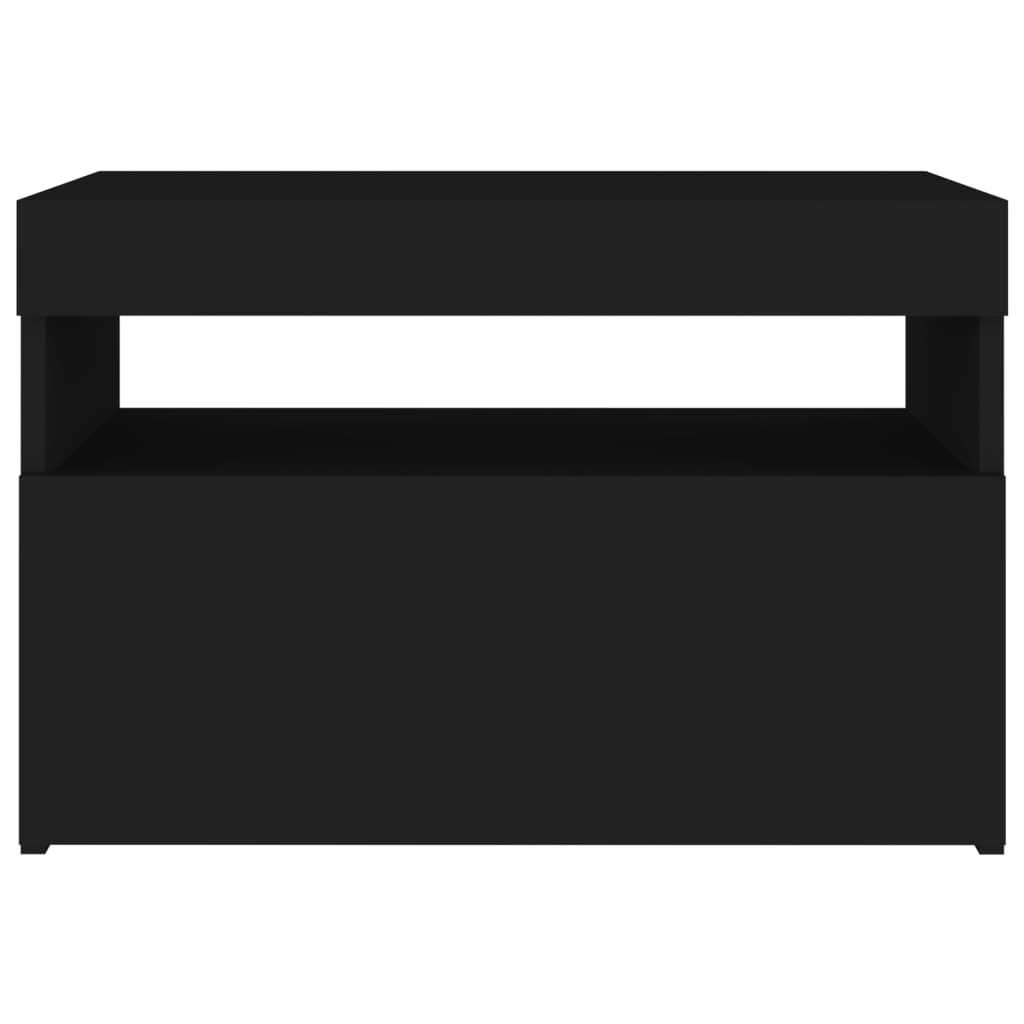 Nachtkastje met LED-verlichting 60x35x40 cm spaanplaat zwart