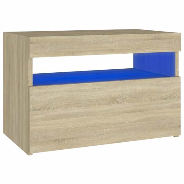 vidaXL &ouml;&ouml;kapp ja LED-tuled, Sonoma tamm, 60 x 35 x 40 cm, tehispuit