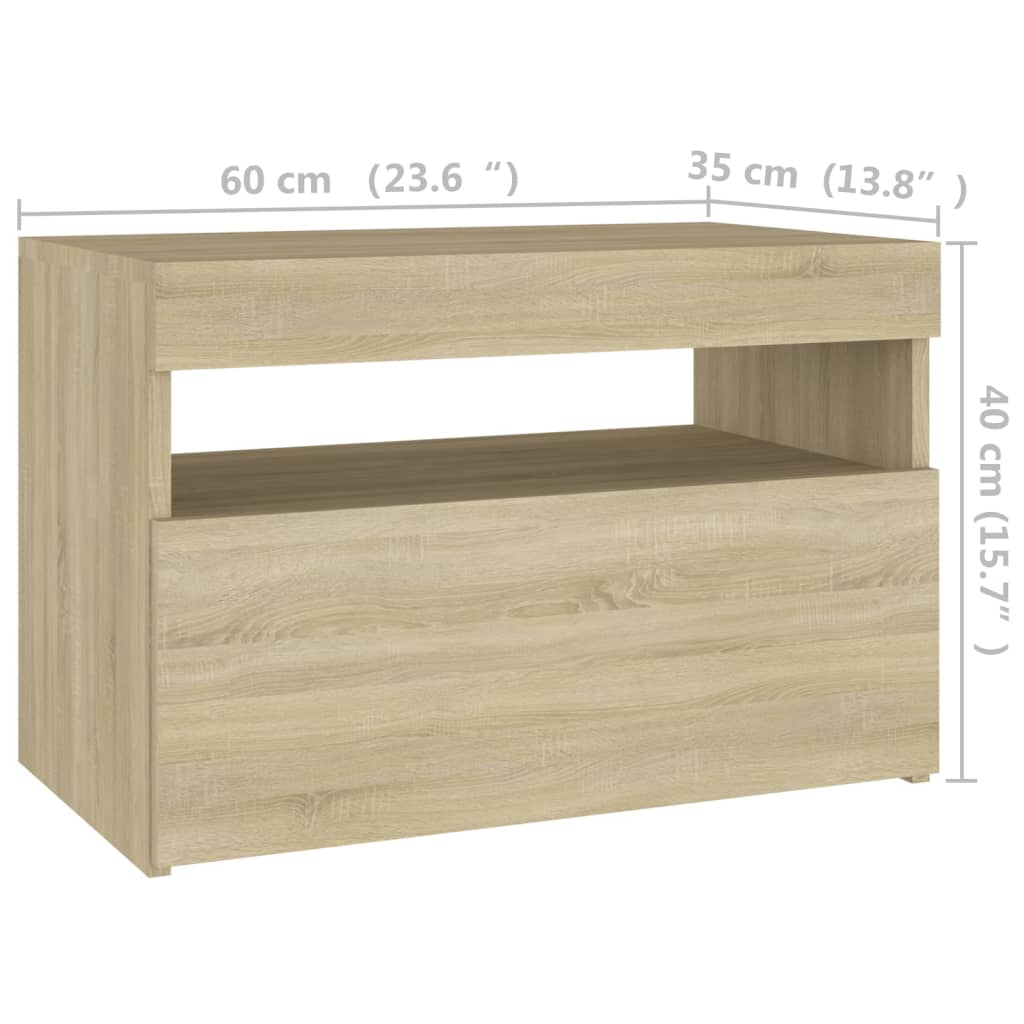 Noční stolek LED osvětlení dub sonoma 60x35x40 kompozitní dřevo - obrázek 15