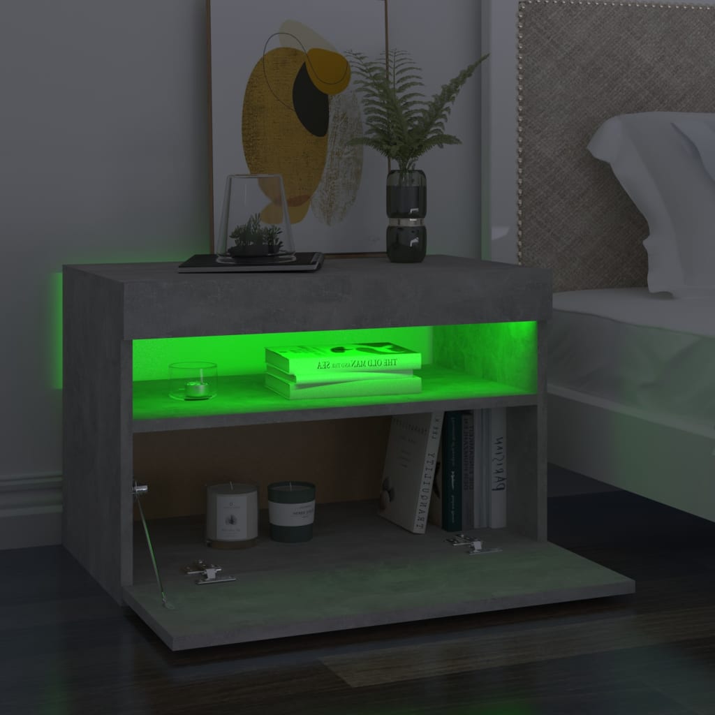 

vidaXL Nachtkastjes 2 st met LED-verlichting 60x35x40 cm betongrijs