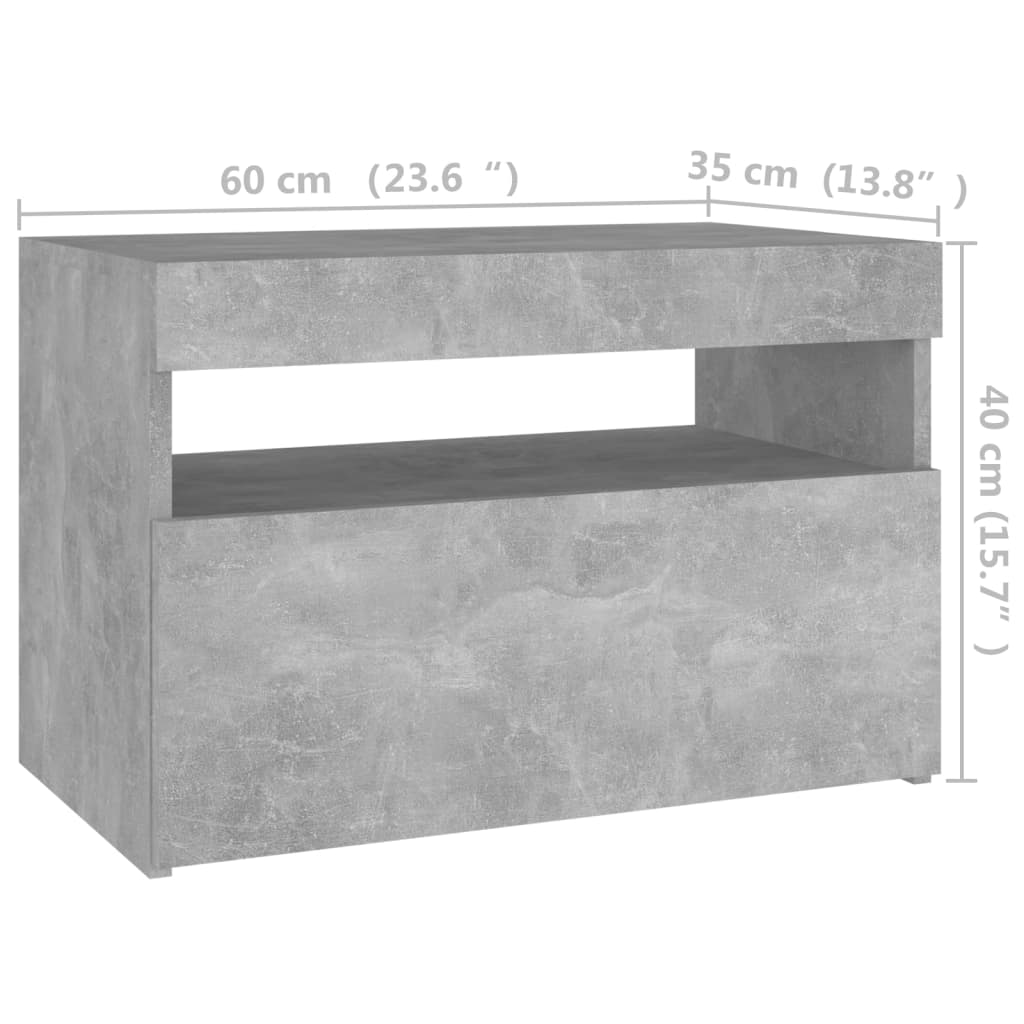Noční stolky s LED osvětlením 2 ks betonově šedé 60x35x40 cm - obrázek 15