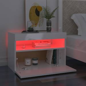 vidaXL Tables de chevet lumi&egrave;res LED 2 pcs blanc brillant 60x35x40 cm