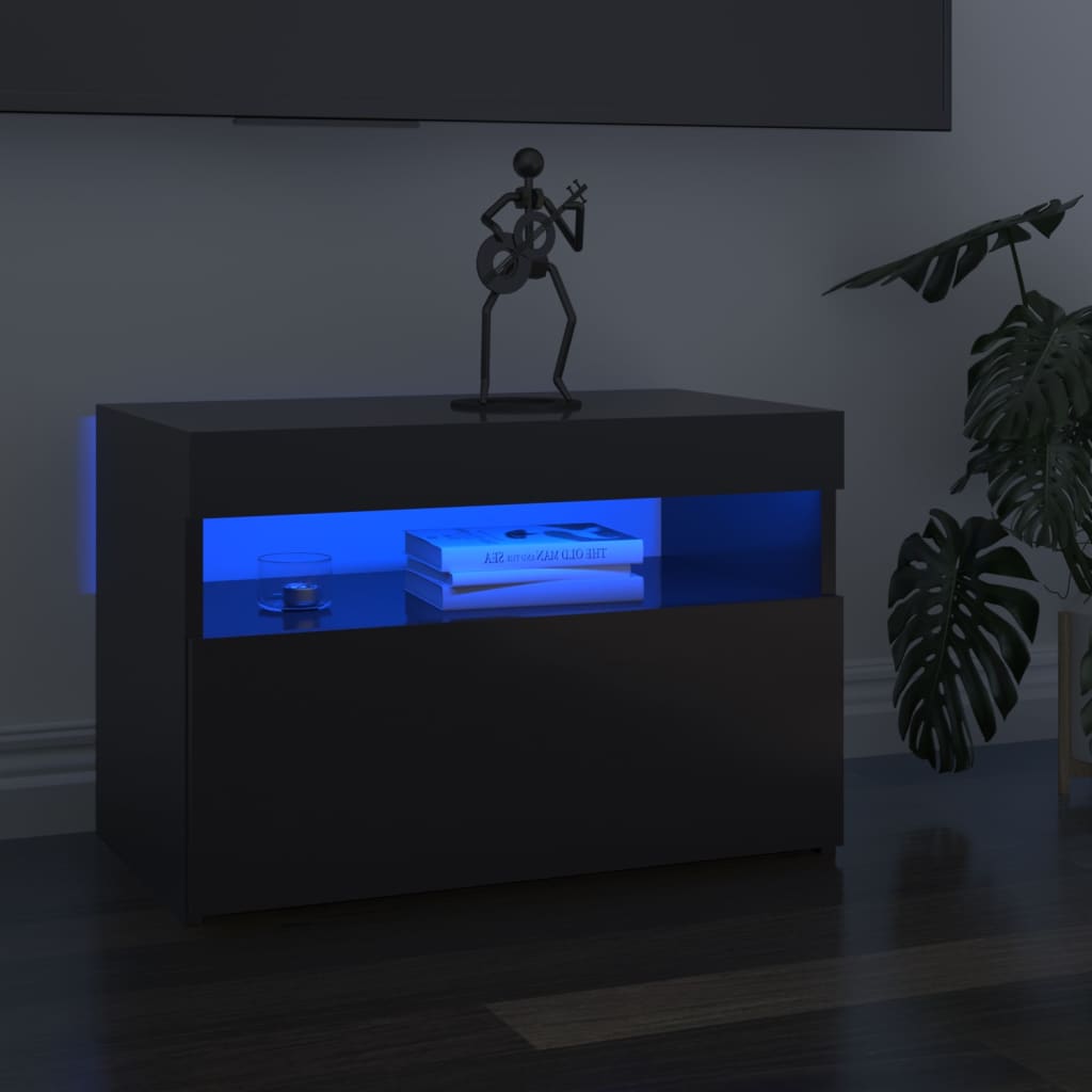 

vidaXL Nachtkastje met LED-verlichting 60x35x40 cm hoogglans grijs
