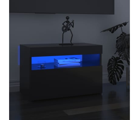 vidaXL Κομοδίνα με LED 2 τεμ. Γυαλιστερό Γκρι 60 x 35 x 40 εκ.