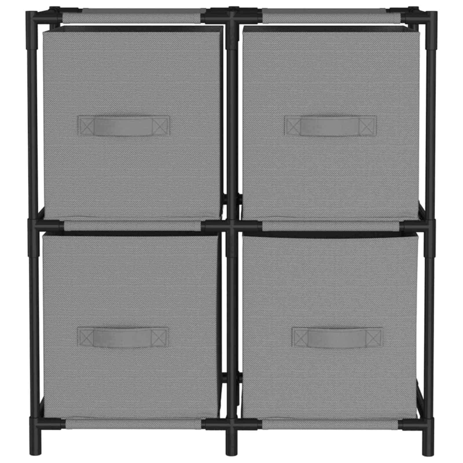 vidaXL Opbergkast met 4 stoffen manden 63x30x71 cm staal grijs, foto 2