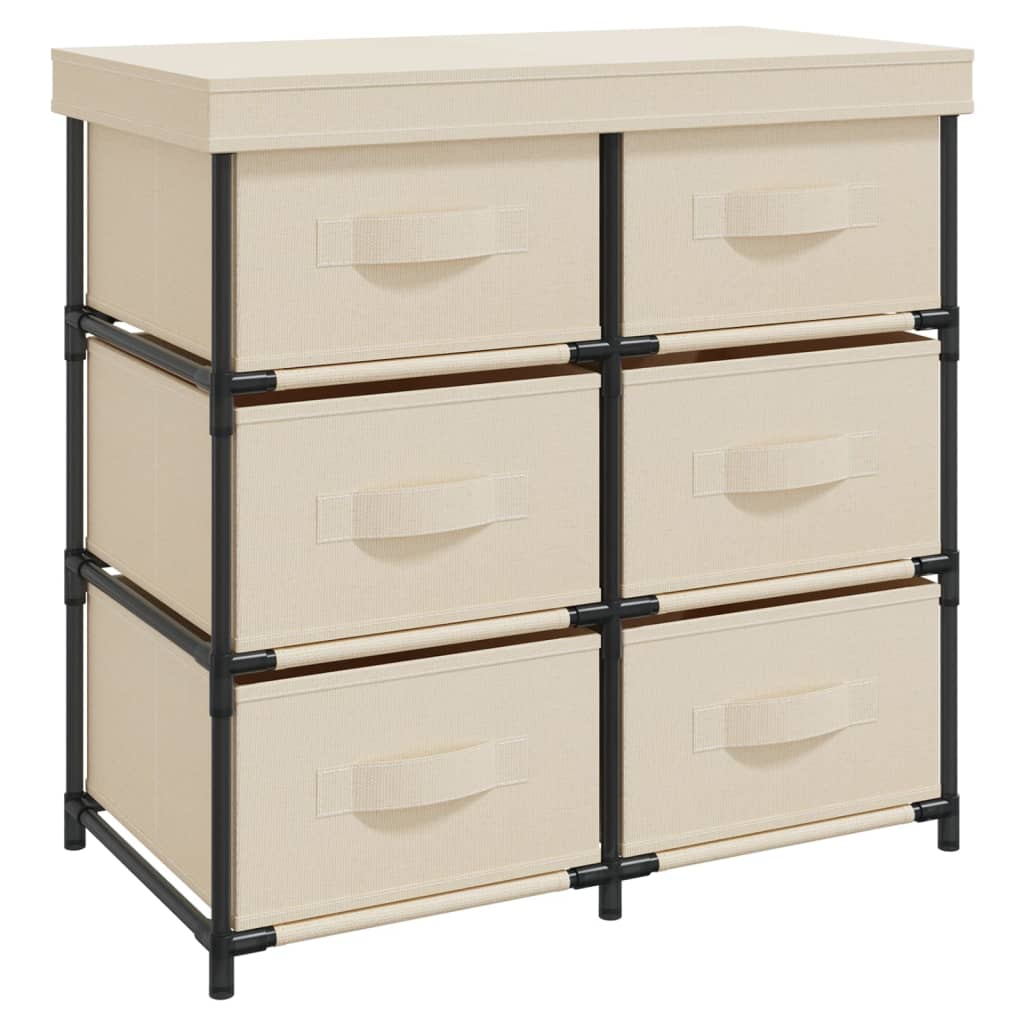 Image of vidaXL Storage Cabinet with 6 Drawers 55x29x55 cm Cream Steel