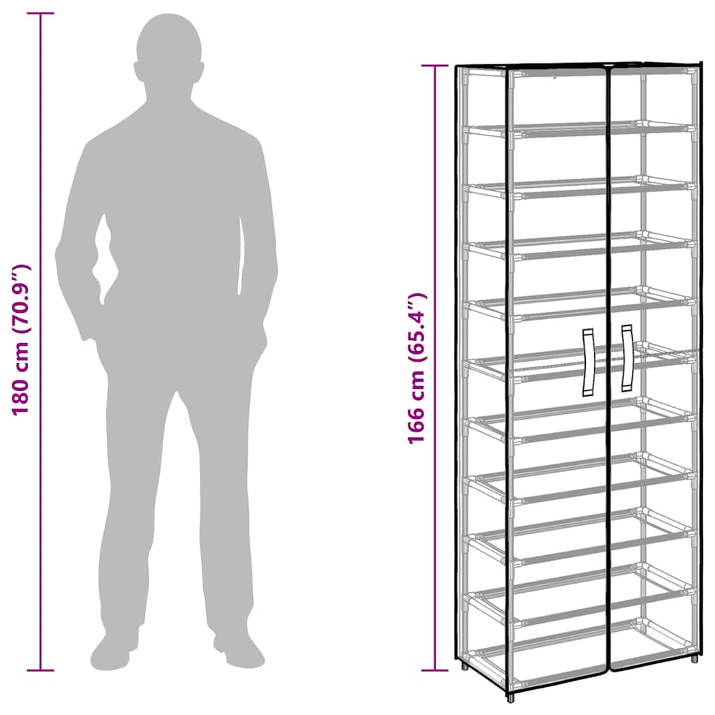 Omarica za čevlje krem 60x30x166 cm blago - slika 10