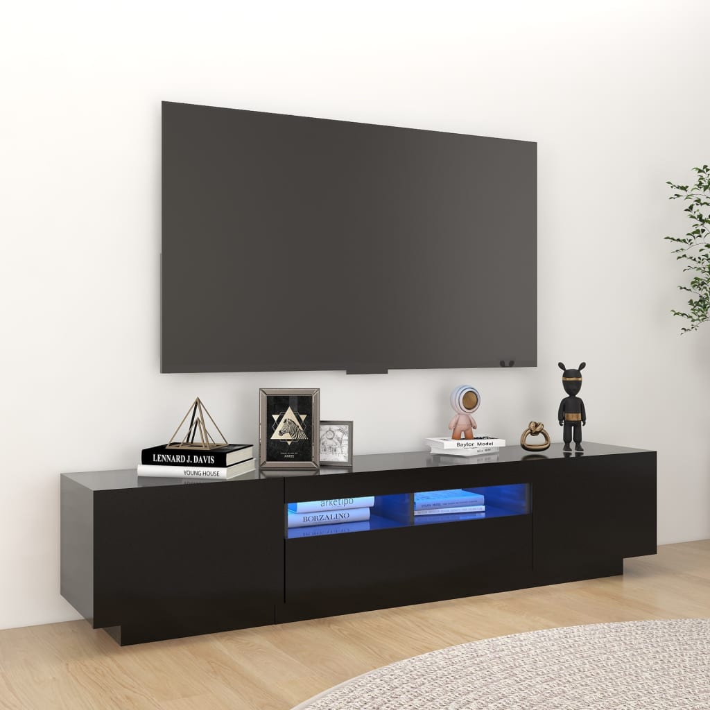 TV skříňka s LED osvětlením černá 180 x 35 x 40 cm