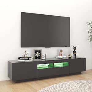 vidaXL Televizoriaus spintelė su LED apšvietimu, pilka, 180x35x40cm