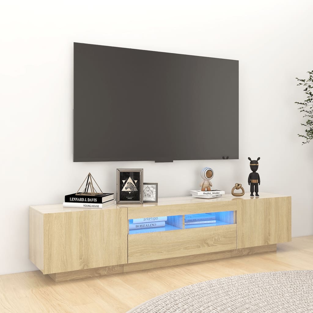 vidaXL Szafka TV z o�wietleniem LED, kolor d�b sonoma, 180x35x40 cm