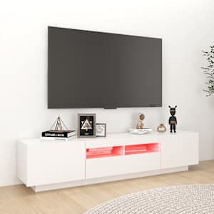 vidaXL TV spintelė su LED apšvietimu, balta, 180x35x40cm, blizgi