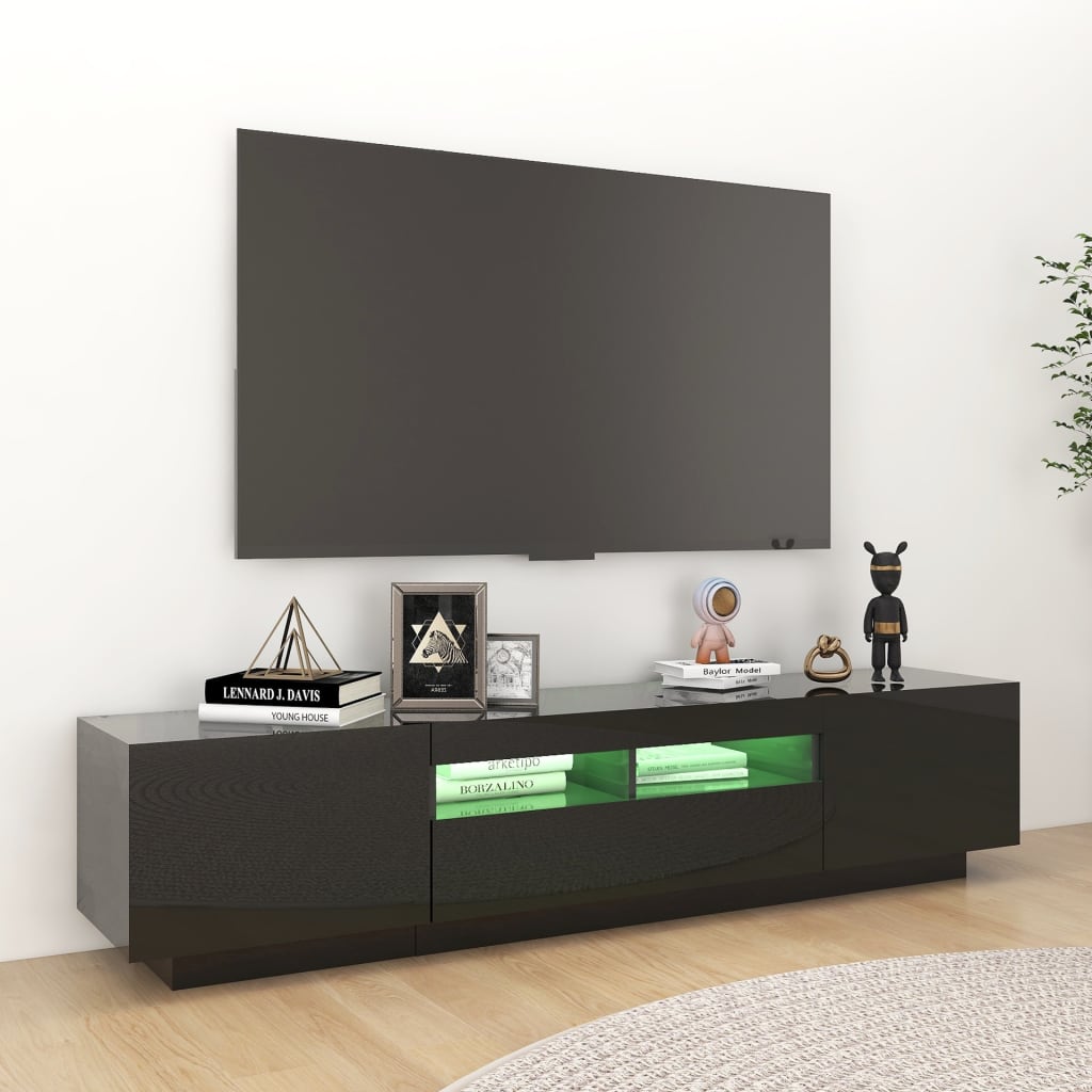 Tv-meubel met LED-verlichting 180x35x40 cm hoogglans zwart