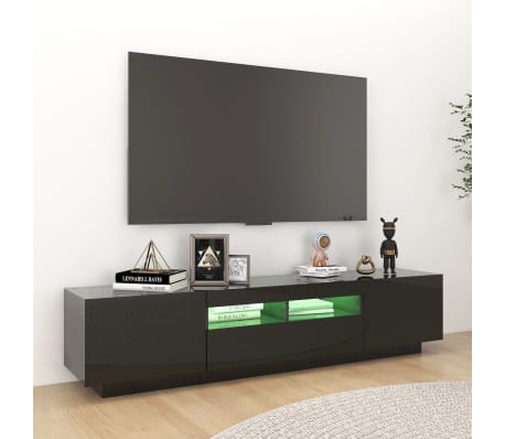vidaXL Mueble para TV con luces LED negro 180x35x40 cm