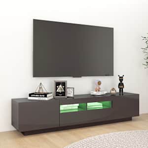 vidaXL TV spintelė su LED apšvietimu, pilka, 180x35x40cm, blizgi