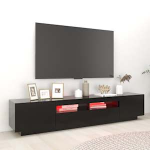 TV skříňka s LED osvětlením černá 200 x 35 x 40 cm - obrázek 3