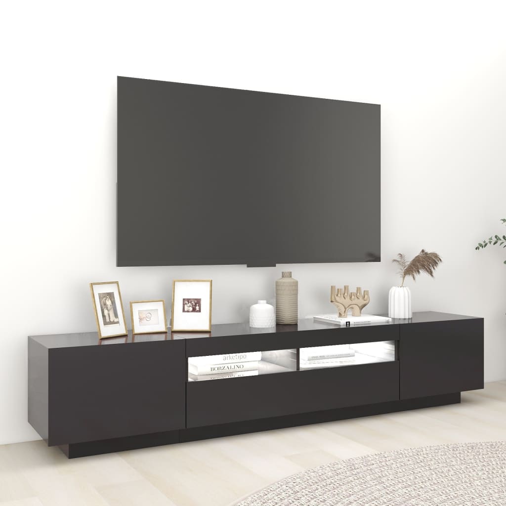 Tv-meubel met LED-verlichting 200x35x40 cm grijs