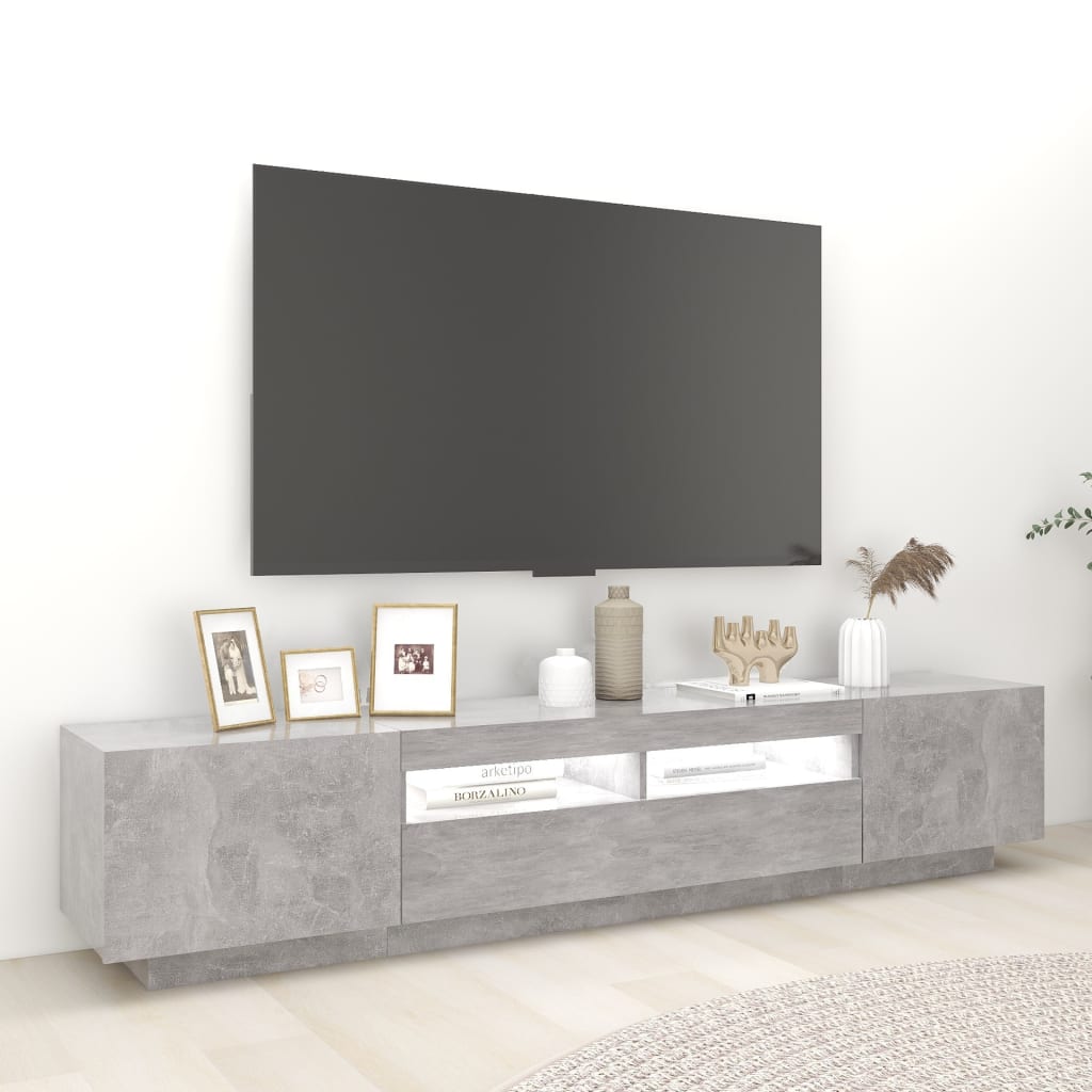 

vidaXL Tv-meubel met LED-verlichting 200x35x40 cm betongrijs